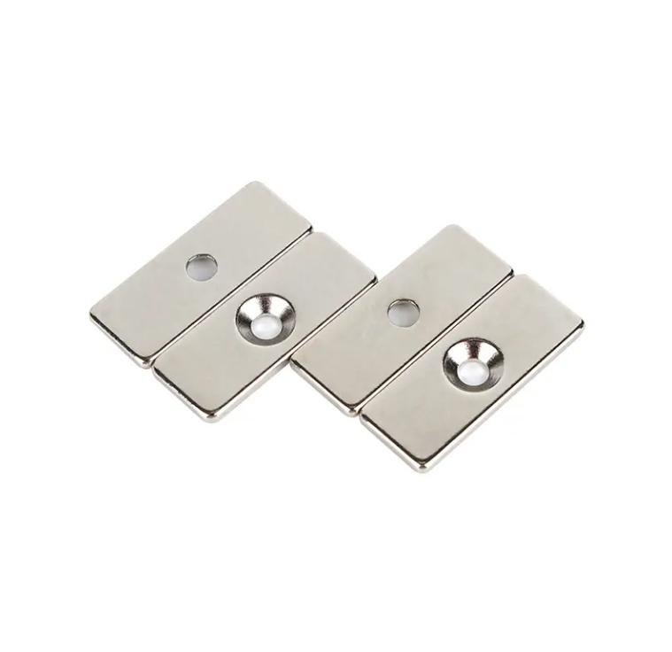Custom N35-N52 Grade Perforated Rectangular NdFeB Ferrite Magnets Permanent Magnet with Bending Moulding Processing Services